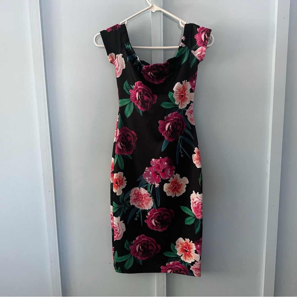 Floral Black Dress